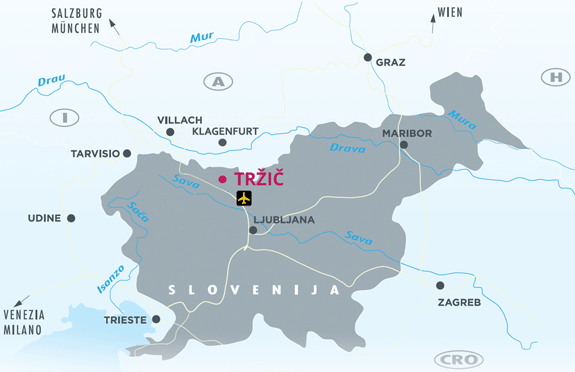 Tržič na karti Slovenije
