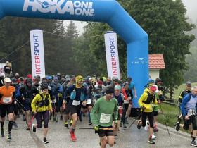 Tekmovalci na startu 1. Kriška gora trail (arhiv Planinskega društva Križe)
