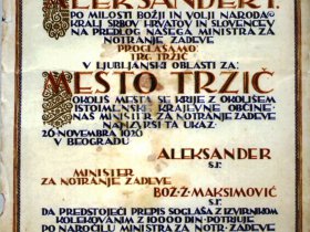 Listina, s katero je bil Tržič povzdignjem v mesto (Tržiški muzej)